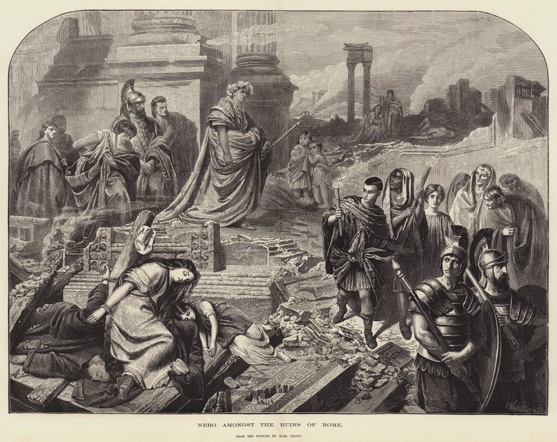 Nerón entre las ruinas de Roma de Karl Theodor von Piloty
