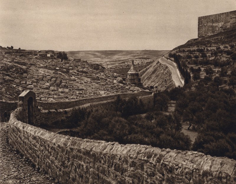 Jerusalén, vista del valle del Cedrón (foto en blanco y negro) de Karl Grober