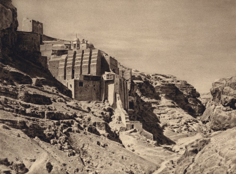 Mar Saba, monasterio griego (foto en blanco y negro) de Karl Grober