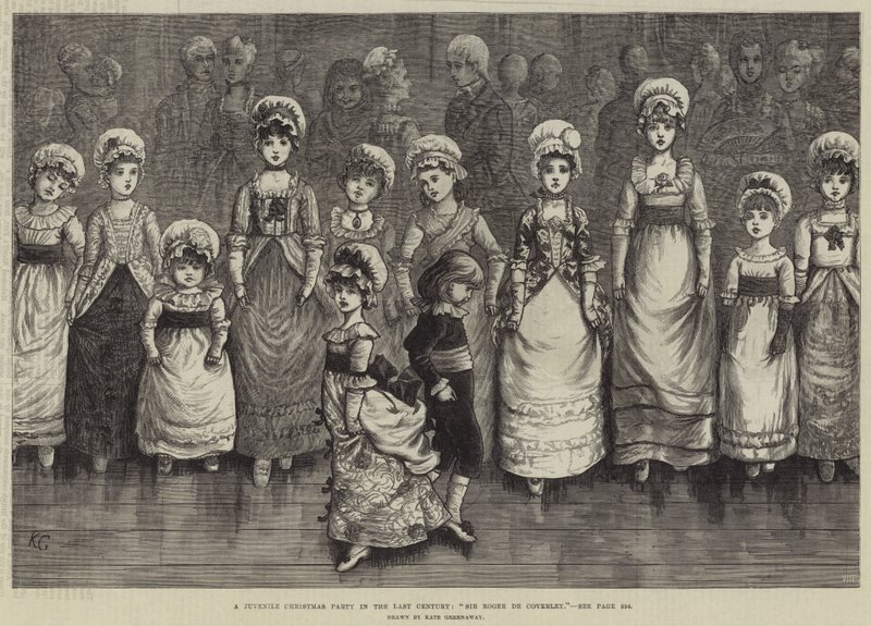 Una fiesta navideña juvenil en el siglo pasado, Sir Roger de Coverley de Kate Greenaway