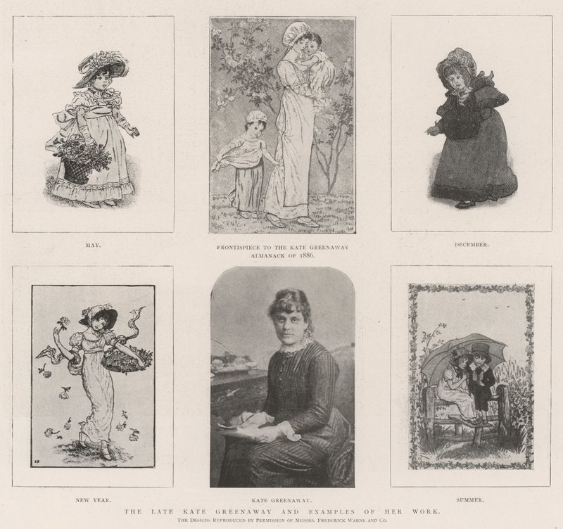 La difunta Kate Greenaway y ejemplos de su trabajo de Kate Greenaway