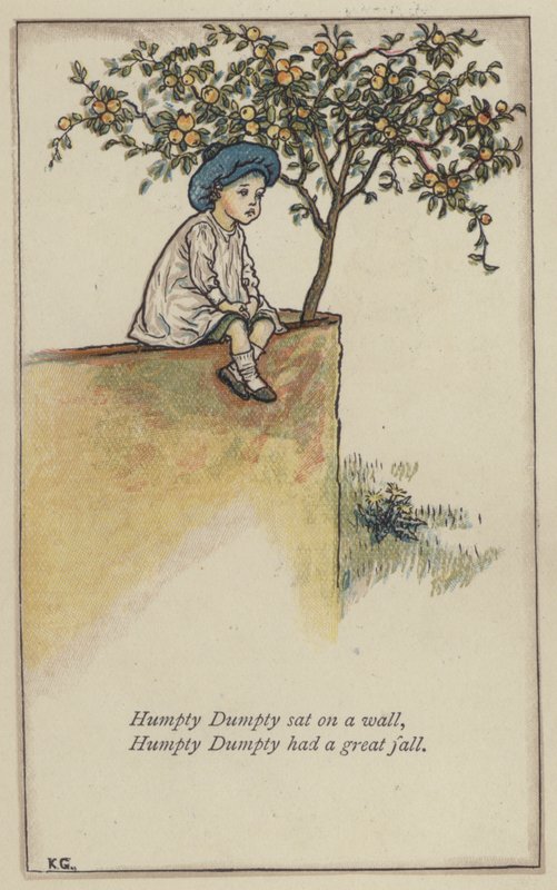 Humpty Dumpty sentado en una pared de Kate (after) Greenaway