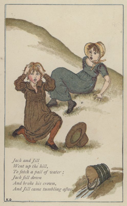 Jack y Jill (litografía a color) de Kate (after) Greenaway