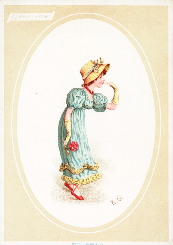 Tarjeta de felicitación (cromolitografía) de Kate Greenaway
