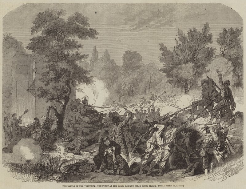 La Batalla del Volturno, la Lucha en la Porta Romano, cerca de Santa Maria de Konrad Grob