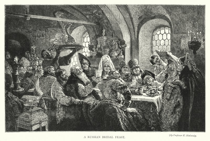 Una Fiesta Nupcial Rusa de Konstantin Egorovich Makovsky
