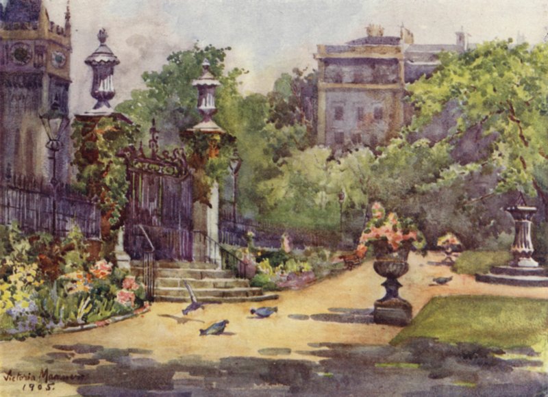 El jardín del Templo Interior (litografía en color) de Lady Victoria Marjorie Harriet Manners