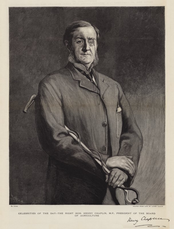 Celebridades del Día, el Muy Honorable Henry Chaplin, MP, Presidente de la Junta de Agricultura de Lance Calkin