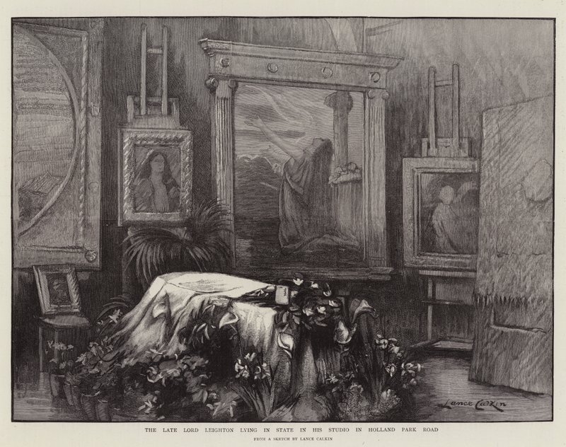 El difunto Lord Leighton en estado en su estudio en Holland Park Road de Lance Calkin