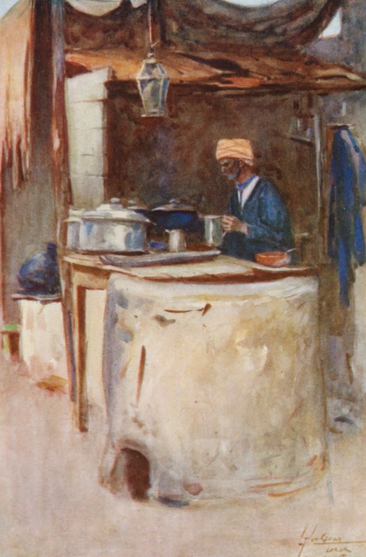 Pueblo de Egipto: Un cocinero público, Tabak Omumi (litografía en color) de Lance Thackeray