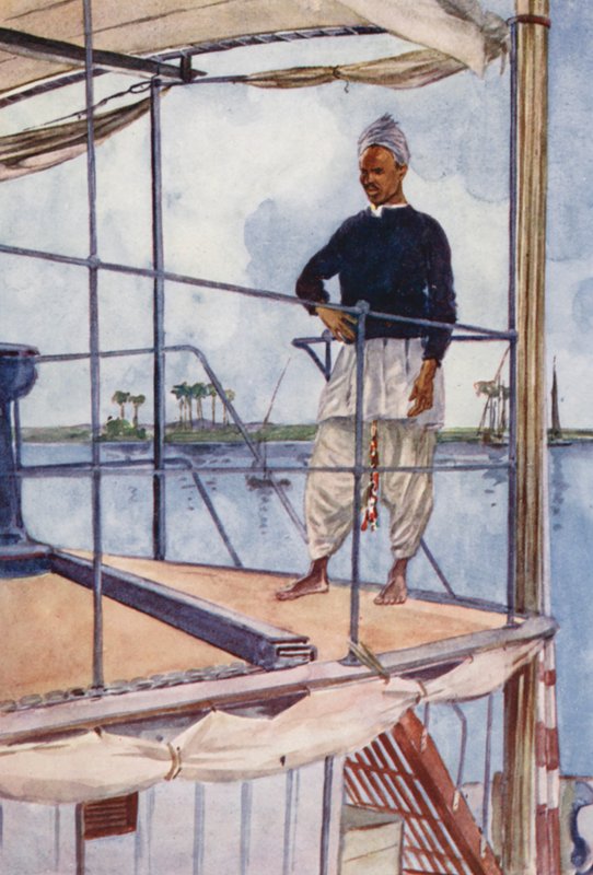 Pueblos de Egipto: Marinero del Nilo, Bahari (litografía en color) de Lance Thackeray