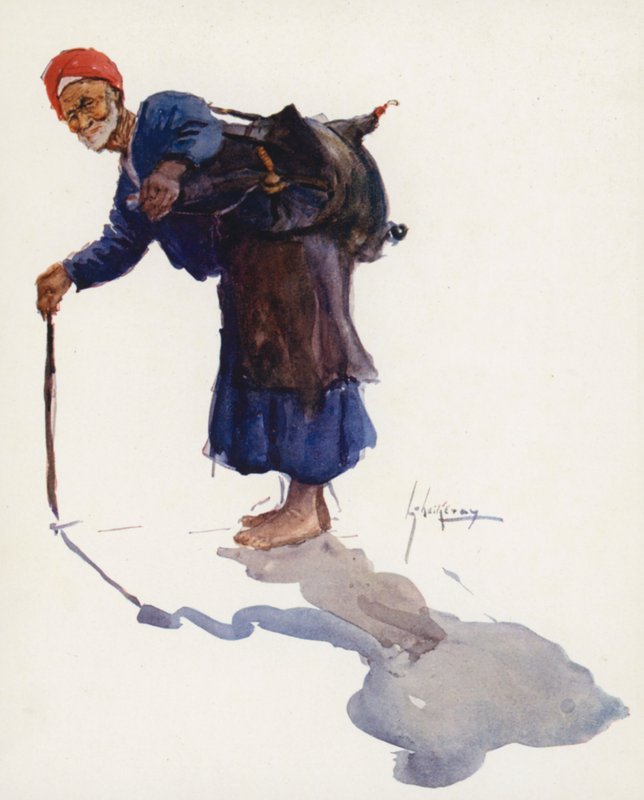 Pueblo de Egipto: Water-Carrier, Sakka (litografía en color) de Lance Thackeray