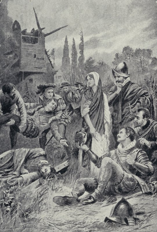 Sir Philip Sidney en la batalla de Zutphen de Lancelot Speed