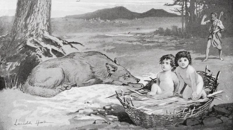 El pastor vio que el lobo cuidaba de los niños (litografía) de Lancelot Speed