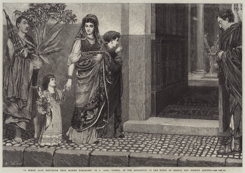 Una Dama Romana regresando de hacer Compras de Lawrence Alma Tadema
