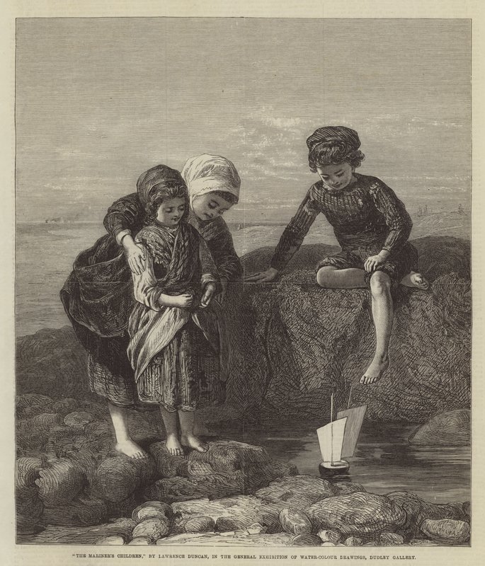 Los hijos del marinero, en la Exposición General de Dibujos en Acuarela, Galería Dudley de Lawrence Duncan