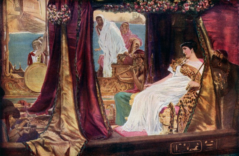 Cleopatra en su barca, de Antonio y Cleopatra de Shakespeare de Lawrence after Alma Tadema