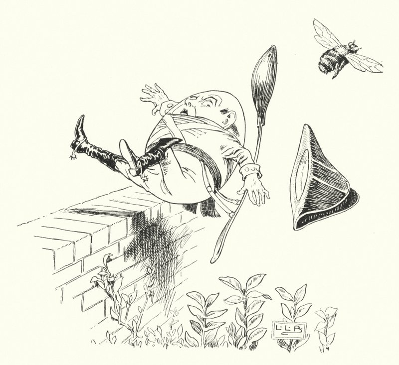 Humpty Dumpty sentado en una pared de Leonard Leslie Brooke