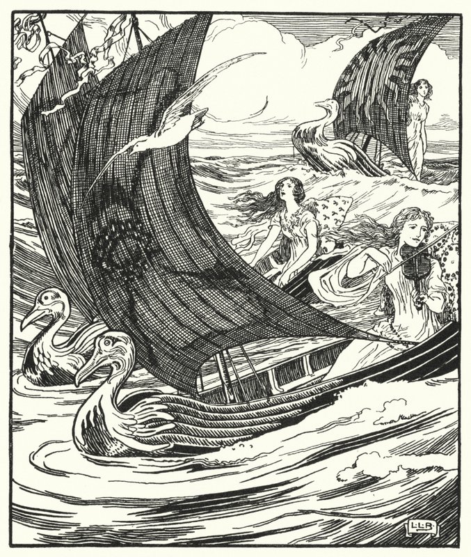 Vi tres barcos pasar navegando de Leonard Leslie Brooke