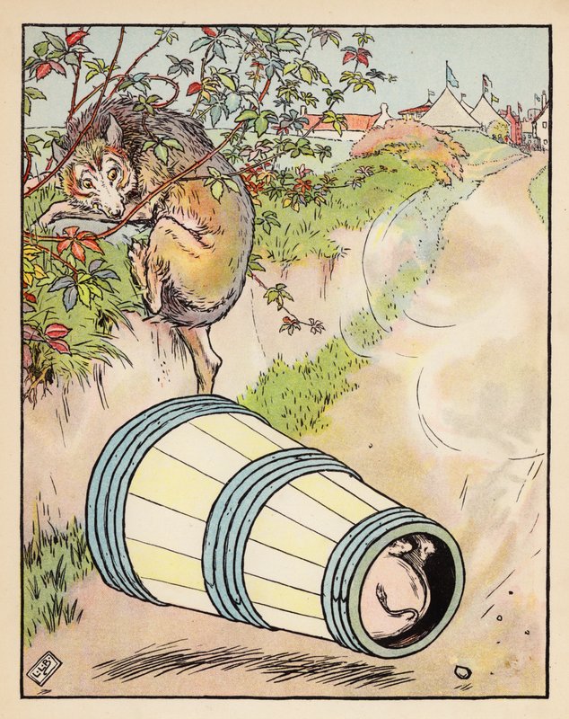 Ilustración de Los tres cerditos (litografía en color) de Leonard Leslie Brooke