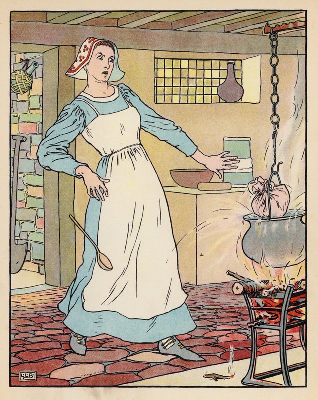 Ilustración para Pulgarcito (litografía en color) de Leonard Leslie Brooke