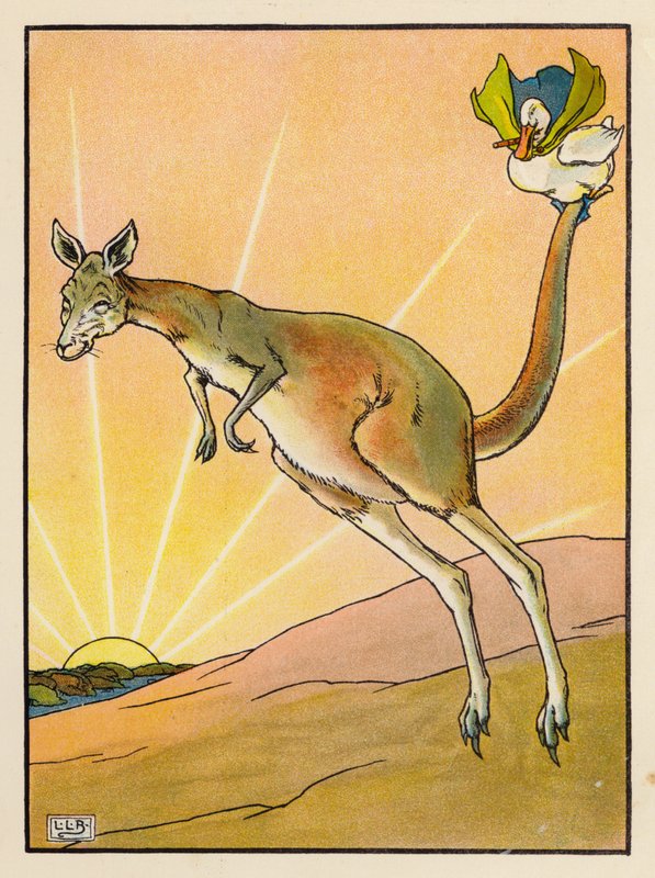 The Dunk and the Kangaroo (litografía en color) de Leonard Leslie Brooke