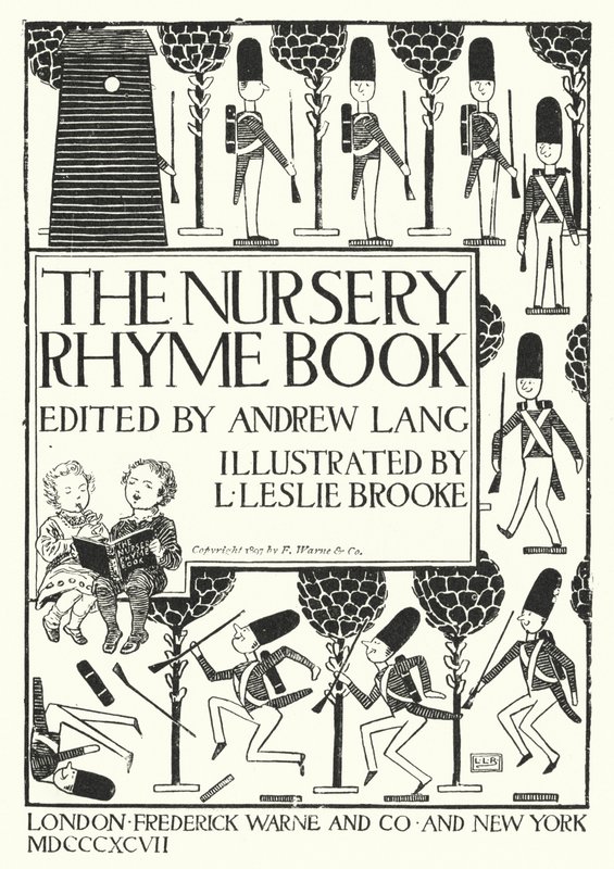 Ilustración de la portada para El Libro de Rimas Infantiles editado por Andrew Lang de Leonard Leslie Brooke
