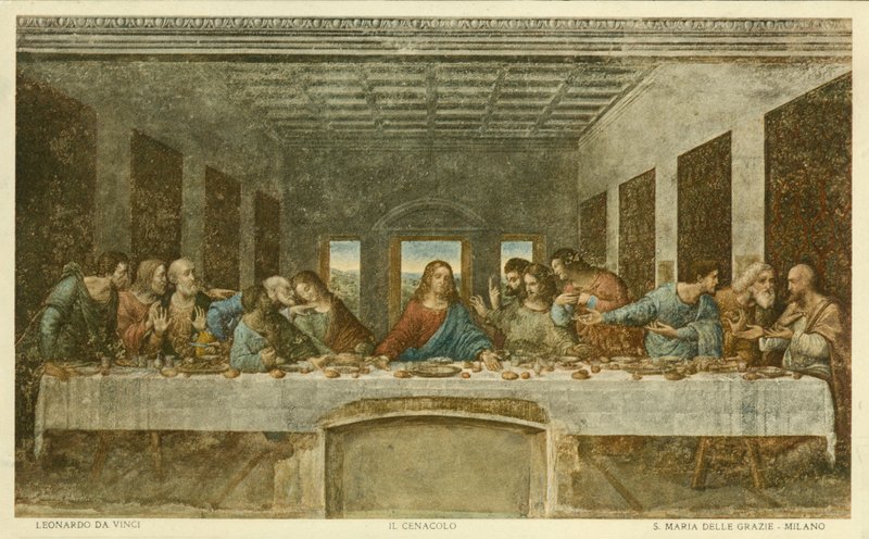La Última Cena (litografía en color) de Leonardo da (after) Vinci