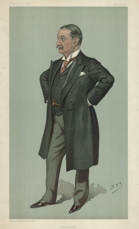 Dr. Nathaniel Edward Yorke-Davis, Dietética, 12 de abril de 1900, caricatura de Vanity Fair de Leslie Matthew Ward