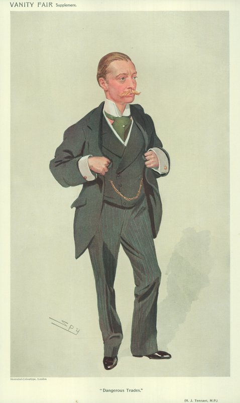 Harold J Tennant, MP, Oficios peligrosos, 23 de diciembre de 1909, caricatura de Vanity Fair de Leslie Matthew Ward