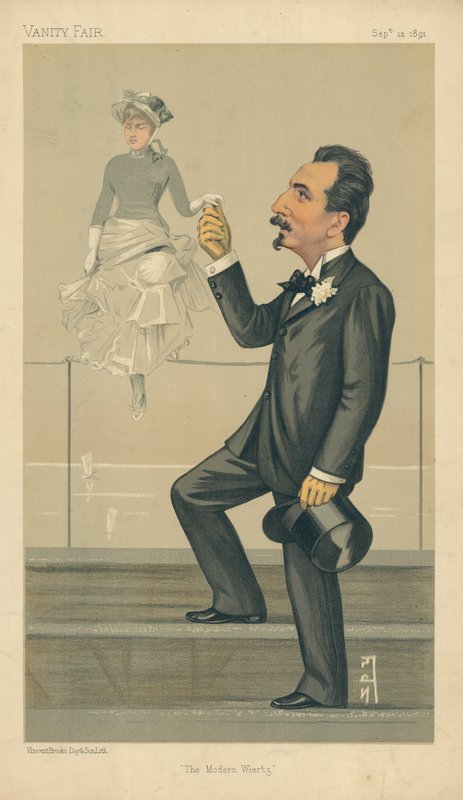 M Jan Van Beers, El Moderno Wiertz, 12 de septiembre de 1891, caricatura de Vanity Fair de Leslie Matthew Ward