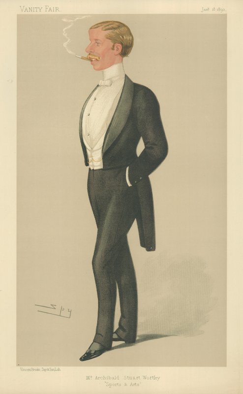 Sr. Archibald John Stuart-Wortley, Deportes y Artes, 18 de enero de 1890, caricatura de Vanity Fair de Leslie Matthew Ward