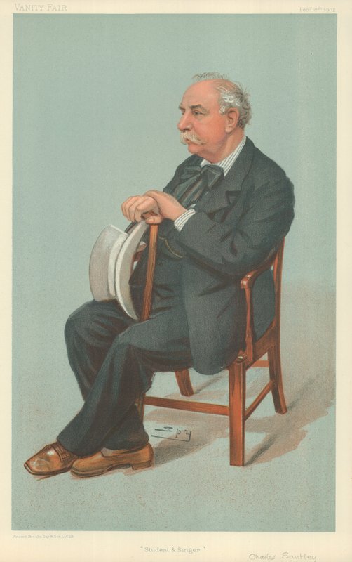 Mr Charles Santley, Estudiante y Cantante, 27 de Febrero de 1902, caricatura de Vanity Fair de Leslie Matthew Ward
