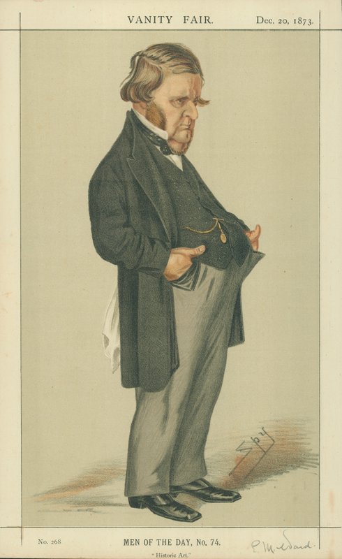 El Sr. Edward Matthew Ward, Arte Histórico, 20 de diciembre de 1873, caricatura de Vanity Fair de Leslie Matthew Ward