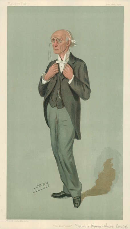 Mr F W Warre-Cornish, El Viceprovost de Eton, El Viceprovost, 26 de septiembre de 1901, caricatura de Vanity Fair de Leslie Matthew Ward