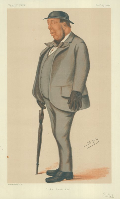 El Sr. Henry Steel, el Leviatán, 27 de octubre de 1877, caricatura de Vanity Fair de Leslie Matthew Ward