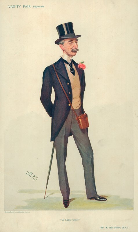 Mr W Hall Walker MP, un propietario afortunado, 21 de junio de 1906, caricatura de Vanity Fair de Leslie Matthew Ward