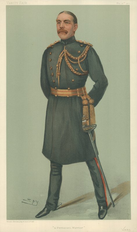 El Sr. William Dudley Ward, un guerrero permanente, 30 de mayo de 1901, caricatura de Vanity Fair de Leslie Matthew Ward