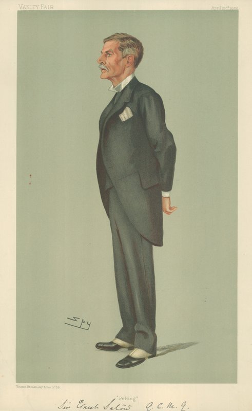 Sir Ernest Satow, Pekín, 23 de abril de 1903, caricatura de Vanity Fair de Leslie Matthew Ward