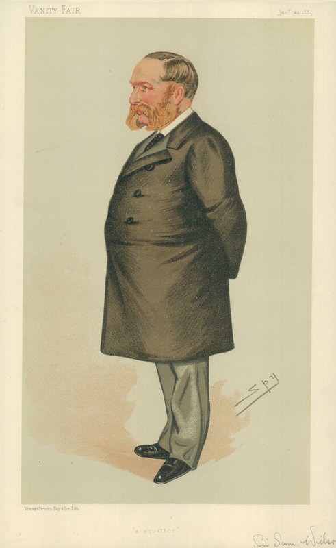 Sir Samuel Wilson, Un ocupante ilegal, 24 de enero de 1885, caricatura de Vanity Fair de Leslie Matthew Ward