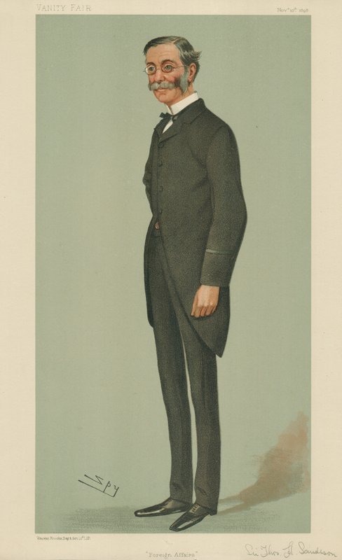 Sir Thomas Henry Sanderson, Asuntos Exteriores, 10 de noviembre de 1898, caricatura de Vanity Fair de Leslie Matthew Ward
