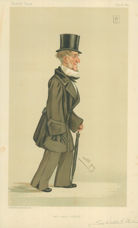 Sir Walter George Stirling, ochenta y dos años, 26 de julio de 1884, caricatura de Vanity Fair de Leslie Matthew Ward