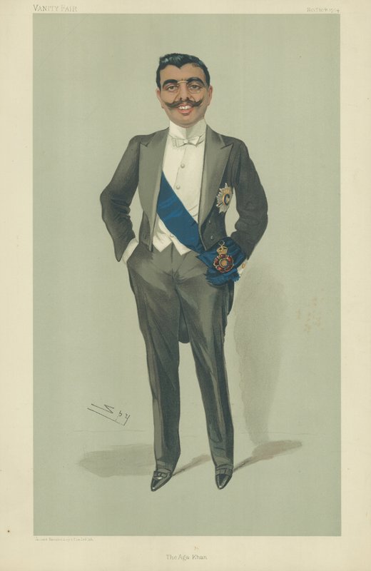 El Aga Khan, 10 de noviembre de 1904, caricatura de Vanity Fair de Leslie Matthew Ward