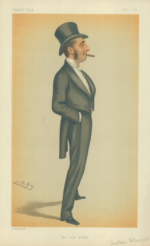 El Honorable Sr. Juez Straight, El nuevo juez, 10 de mayo de 1879, caricatura de Vanity Fair de Leslie Matthew Ward