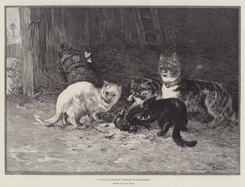 Una banda de asesinos sorprendidos por mariposas de Louis Wain