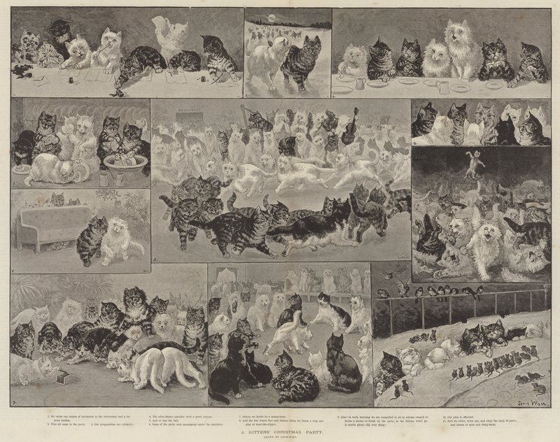 La fiesta de Navidad de los gatitos de Louis Wain