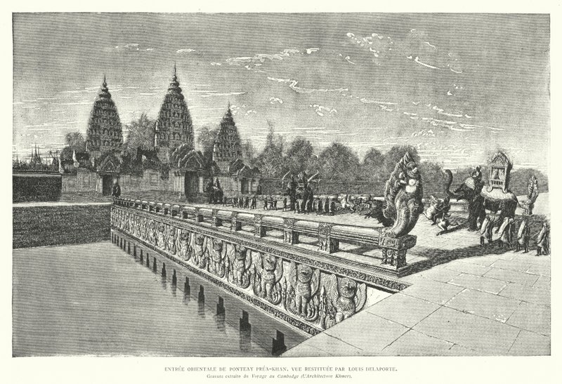 Entrada oriental al templo jemer de Preah Khan, Angkor, Camboya (grabado) de Louis (after) Delaporte