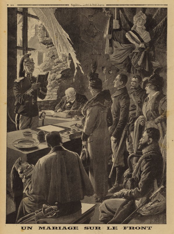 Una boda en el frente, Hauteville, Arras, Francia, Primera Guerra Mundial de Louis Charles (after) Bombled