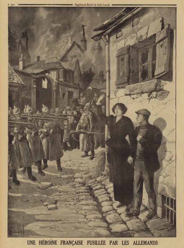 Crímenes de guerra alemanes: una joven fusilada por un pelotón de fusilamiento en un pueblo francés, Primera Guerra Mundial de Louis Charles (after) Bombled