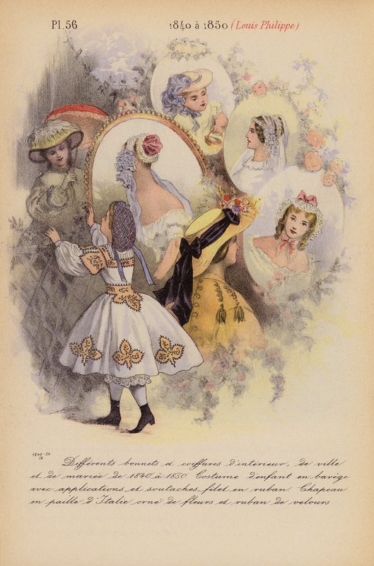 La moda francesa: 1840 a 1850, Louis-Philippe (litografía en color) de Louis Colas